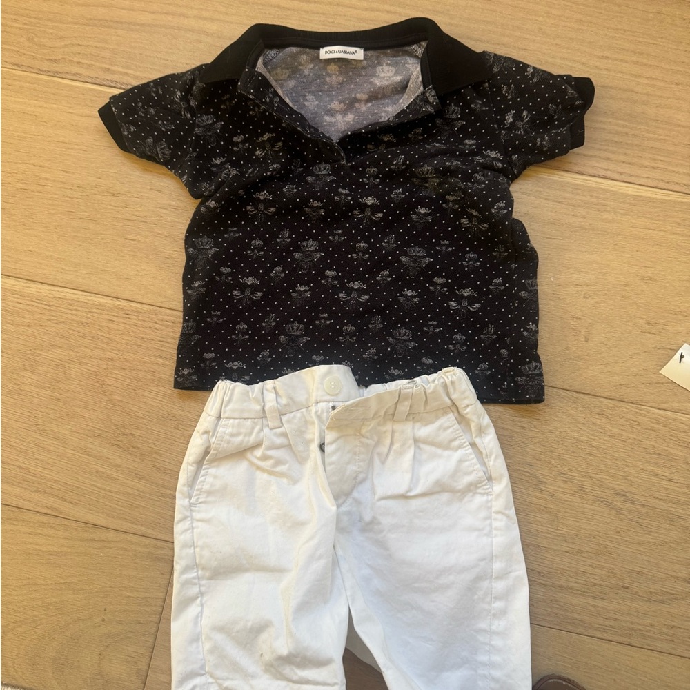 Dolce & Gabbana Black Starry Kids Polo and pants set